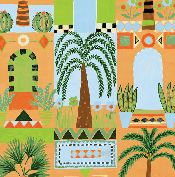 Malibu Ps Tropical Facade Contemporary Novelty - Orange | Peel and Stick Removable Wallcovering