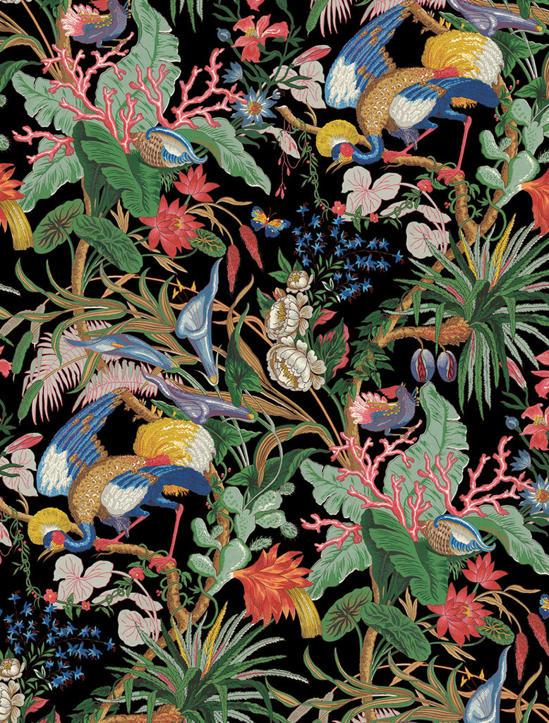 Malibu PS Tropical Canopy Contemporary Botanical - Ebony | Peel and Stick Removable Wallpaper