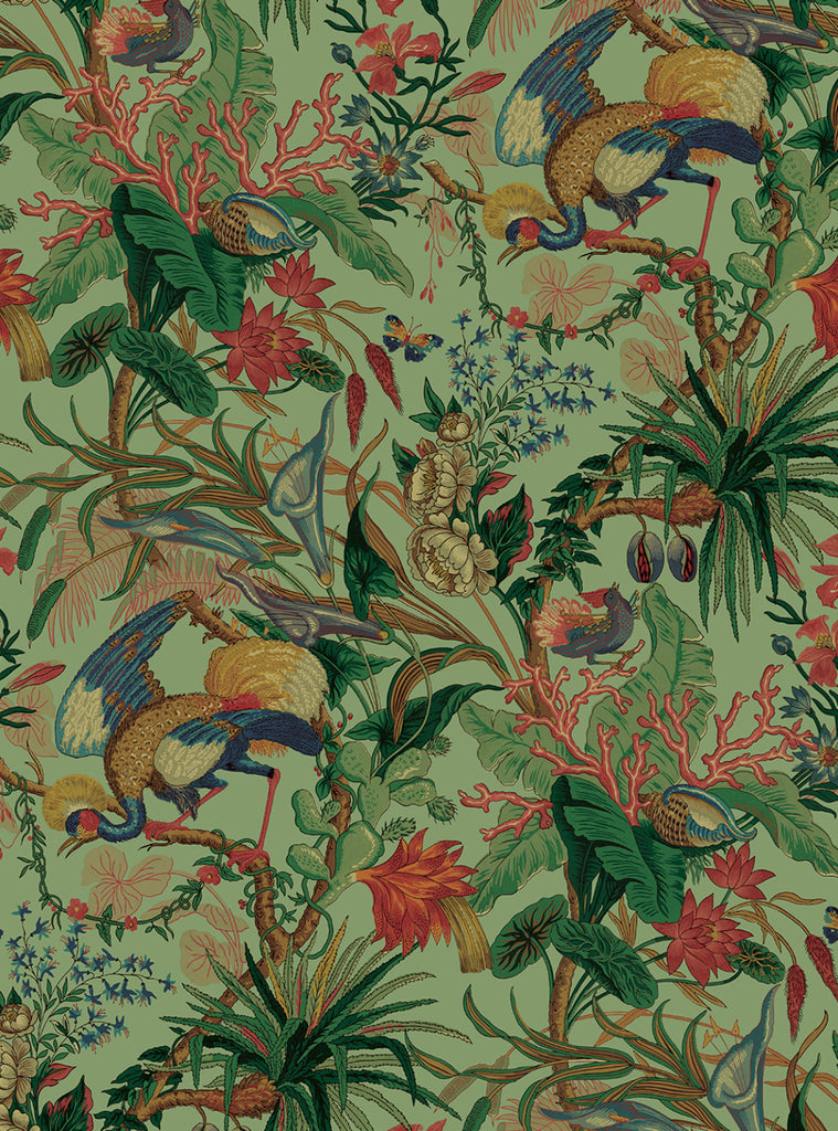 Malibu PS Tropical Canopy Contemporary Botanical - Seagreen | Peel and Stick Removable Wallpaper