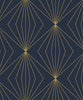 Malibu PS Gem Geometric Contemporary Geometric - Dark Blue & Metallic Gold | Peel and Stick Removable Wallpaper