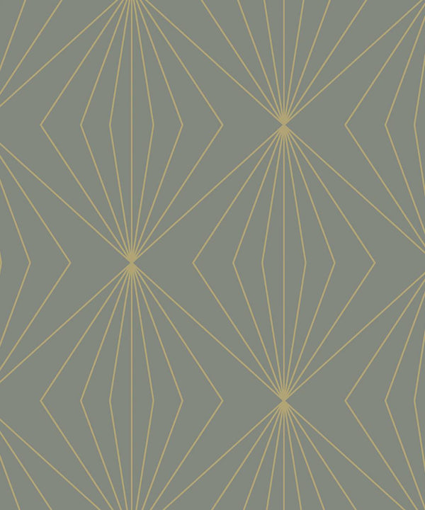 Malibu Ps Gem Geometric Contemporary Geometric - Grey & Metallic Gold | Peel and Stick Removable Wallcovering