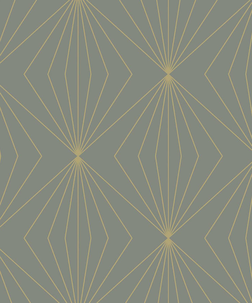Malibu PS Gem Geometric Contemporary Geometric - Grey & Metallic Gold | Peel and Stick Removable Wallpaper
