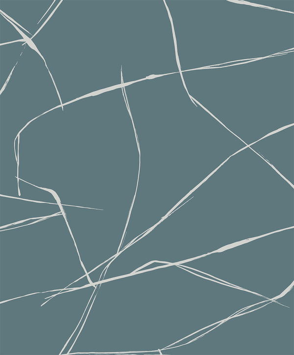 Malibu Ps Inkwork Abstract Contemporary Abstract - Blue Dusk | Peel and Stick Removable Wallcovering