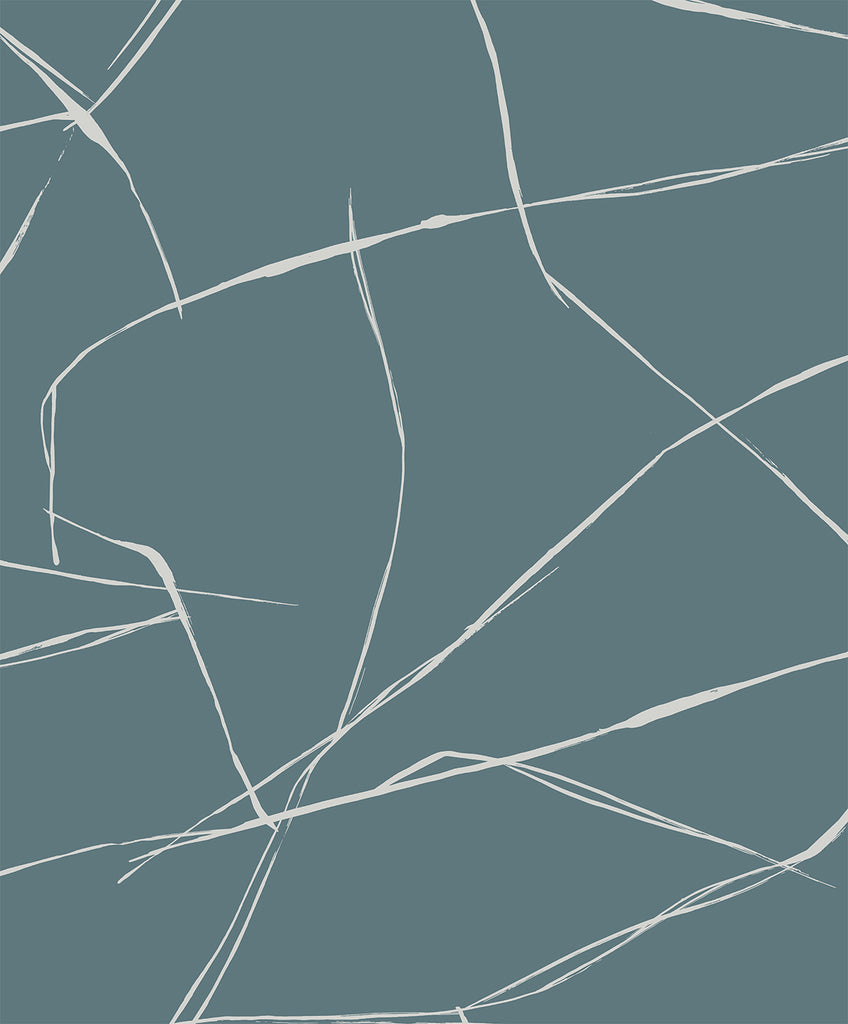 Malibu PS Inkwork Abstract Contemporary Abstract - Blue Dusk | Peel and Stick Removable Wallpaper