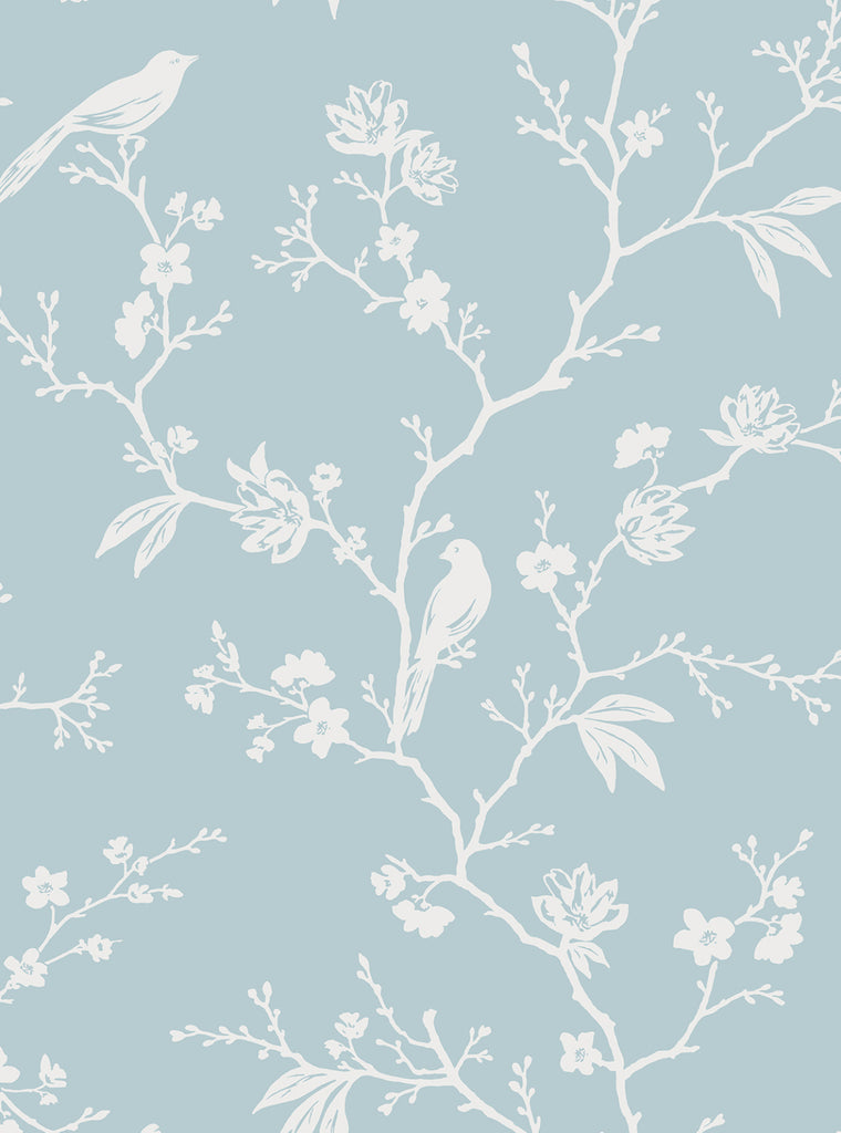 Malibu PS Songbird Chinoiserie Transitional Chinoiserie - Blue Skies | Peel and Stick Removable Wallpaper