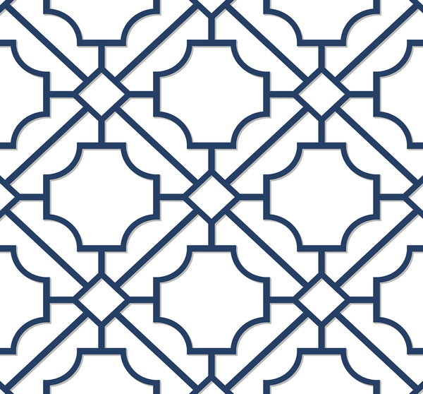 Malibu Ps Lattice Geo Contemporary Geometric - Navy Blue | Peel and Stick Removable Wallcovering