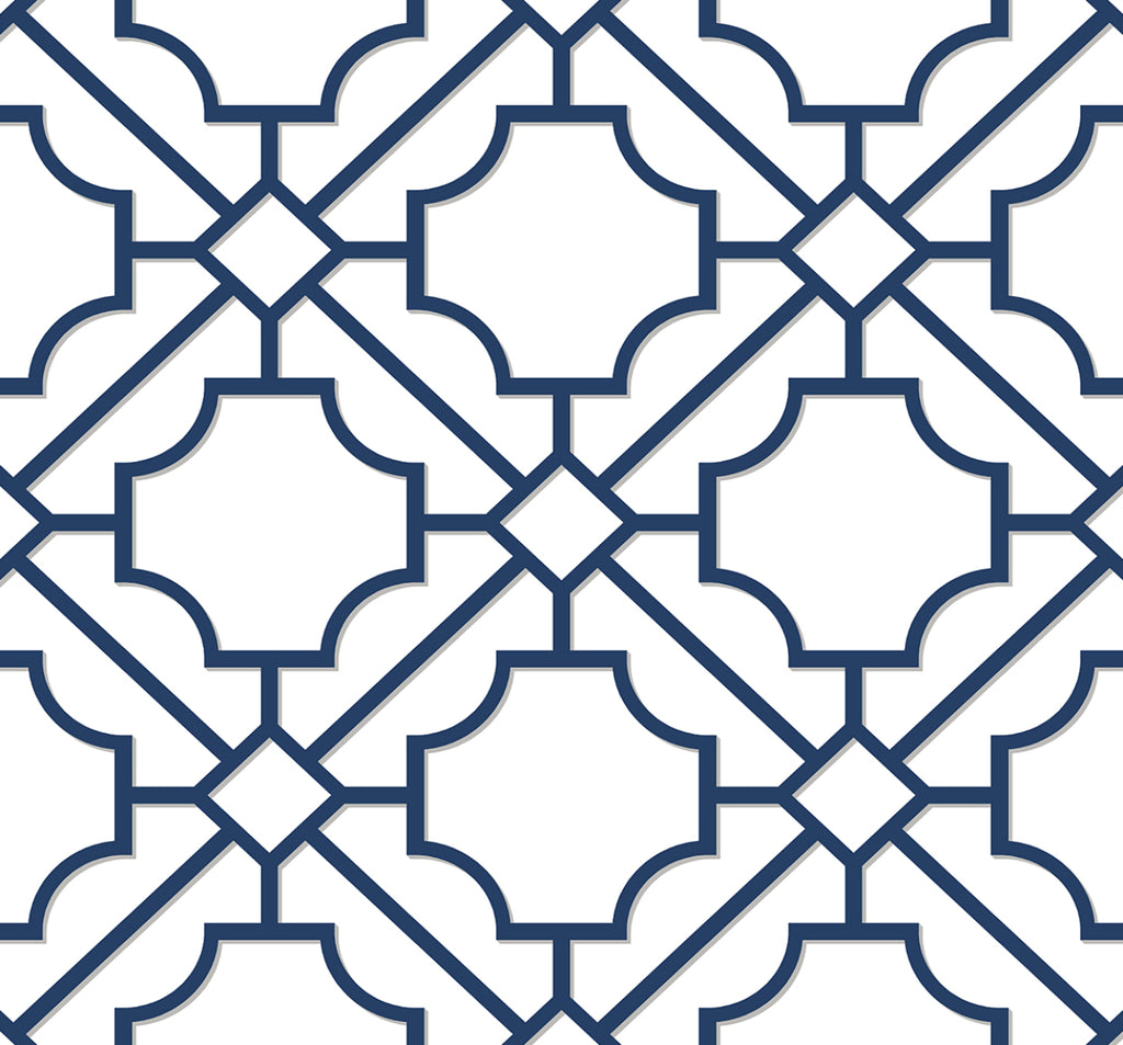 Malibu PS Lattice Geo Contemporary Geometric - Navy Blue | Peel and Stick Removable Wallpaper