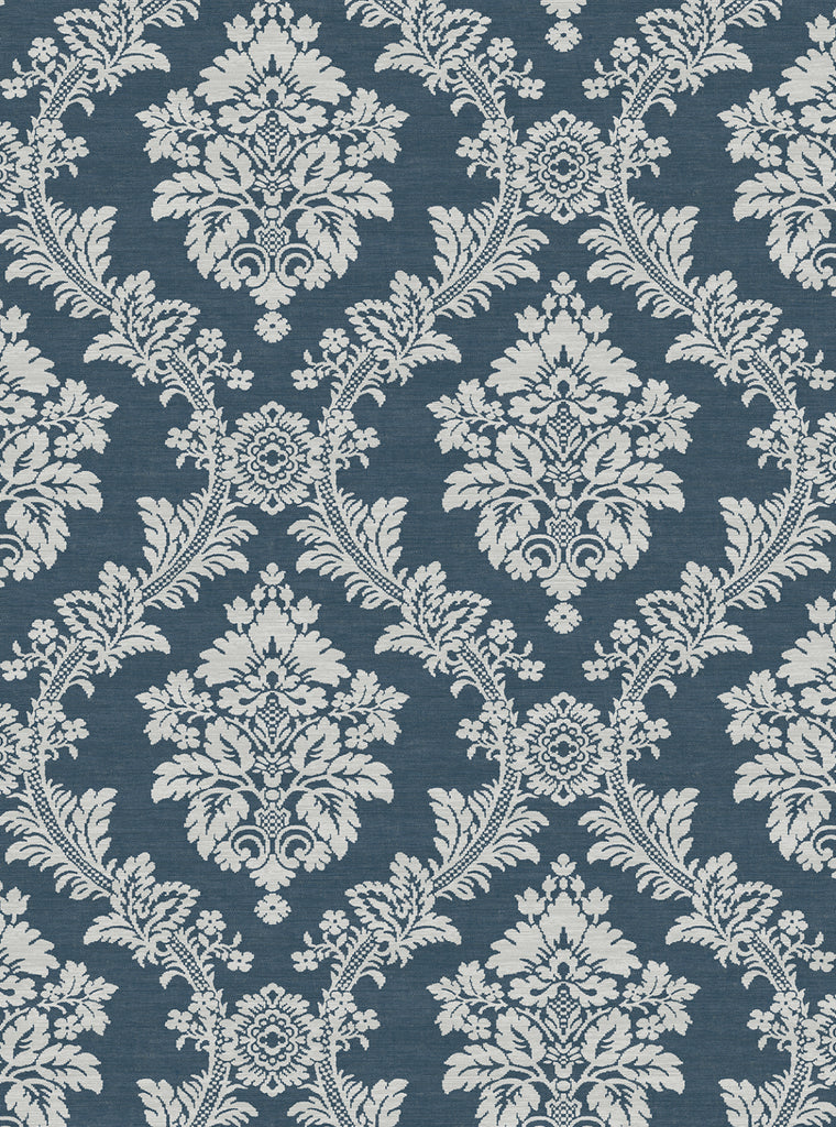 Malibu PS Seaside Damask Traditional Damask - Denim Blue | Peel and Stick Removable Wallpaper
