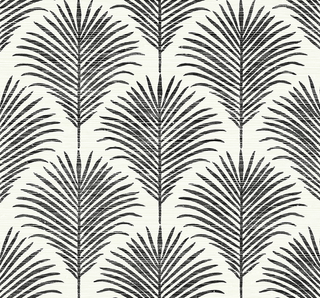 Malibu PS Grassland Palm Coastal Botanical - Inkwell & Off-White | Peel and Stick Removable Wallpaper