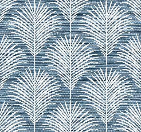 Malibu Ps Grassland Palm Coastal Botanical - Blue Lagoon | Peel and Stick Removable Wallcovering