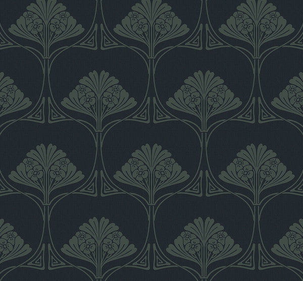 Malibu Ps Deco Floral Vintage Floral - Midnight Blue & Juniper | Peel and Stick Removable Wallcovering