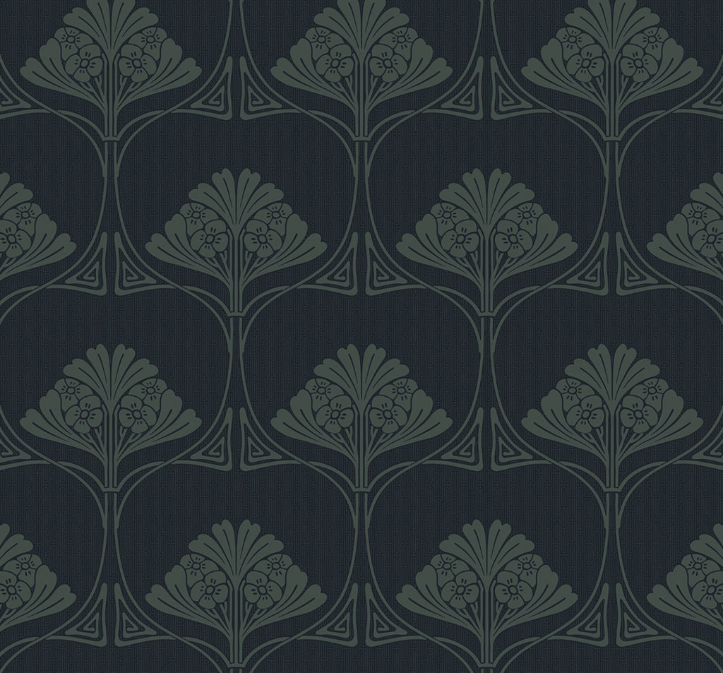 Malibu PS Deco Floral Vintage Floral - Midnight Blue & Juniper | Peel and Stick Removable Wallpaper