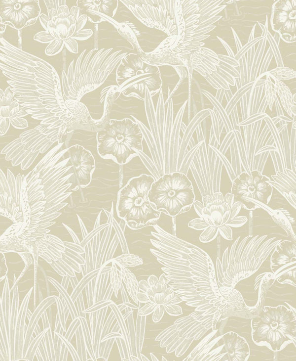 Malibu Ps Floral Heron Transitional Floral - Sand | Peel and Stick Removable Wallcovering