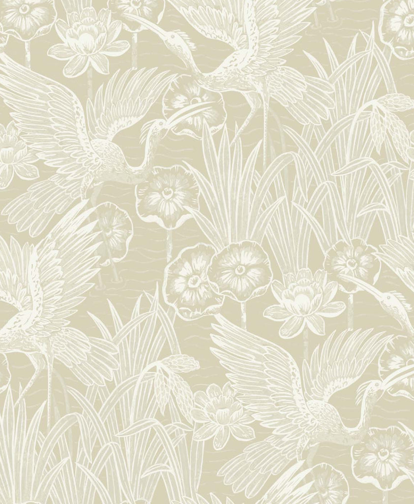 Malibu PS Floral Heron Transitional Floral - Sand | Peel and Stick Removable Wallpaper