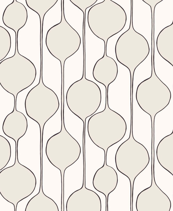 Malibu Ps Bubble Stripe Contemporary Geometric - Marshmallow | Peel and Stick Removable Wallcovering