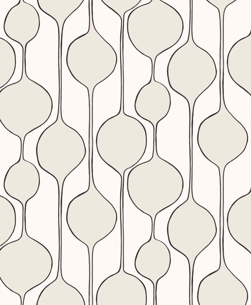 Malibu PS Bubble Stripe Contemporary Geometric - Marshmallow | Peel and Stick Removable Wallpaper