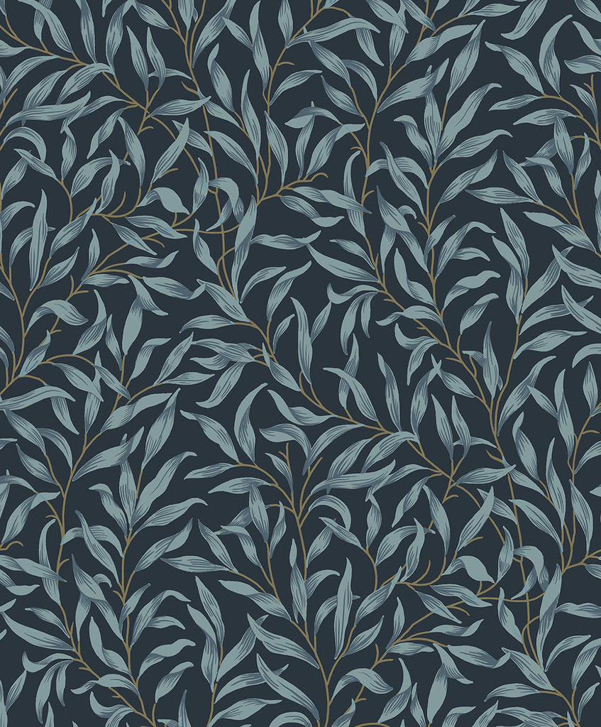 Malibu PS Willow Trail Vintage Botanical - Aegean Blue | Peel and Stick Removable Wallpaper