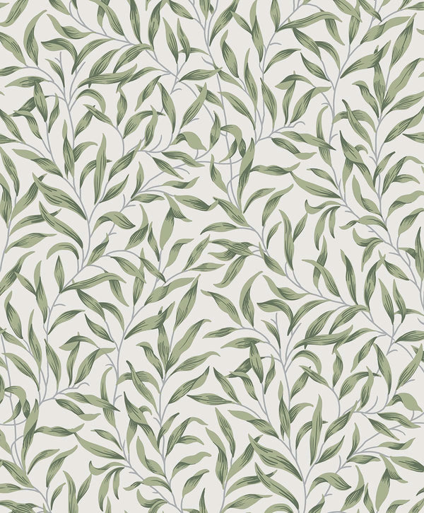 Malibu Ps Willow Trail Vintage Botanical - Sprig Green | Peel and Stick Removable Wallcovering