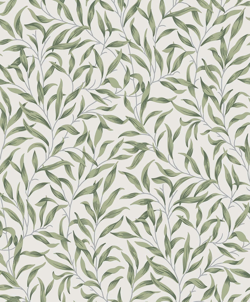 Malibu PS Willow Trail Vintage Botanical - Sprig Green | Peel and Stick Removable Wallpaper
