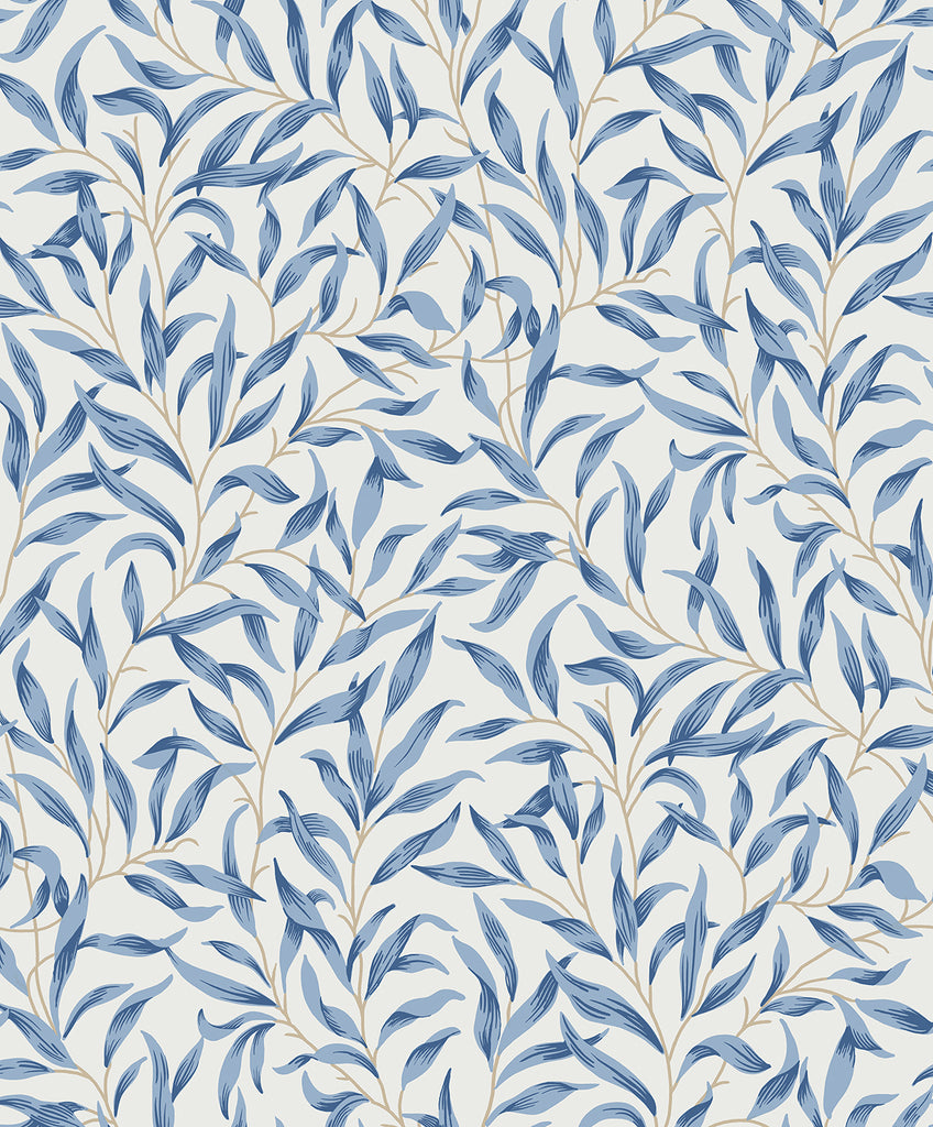 Malibu PS Willow Trail Vintage Botanical - Blue Lake | Peel and Stick Removable Wallpaper