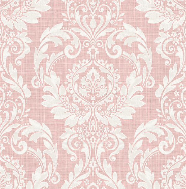 Malibu Ps Cora Damask Transitional Damask - Light Pink | Peel and Stick Removable Wallcovering
