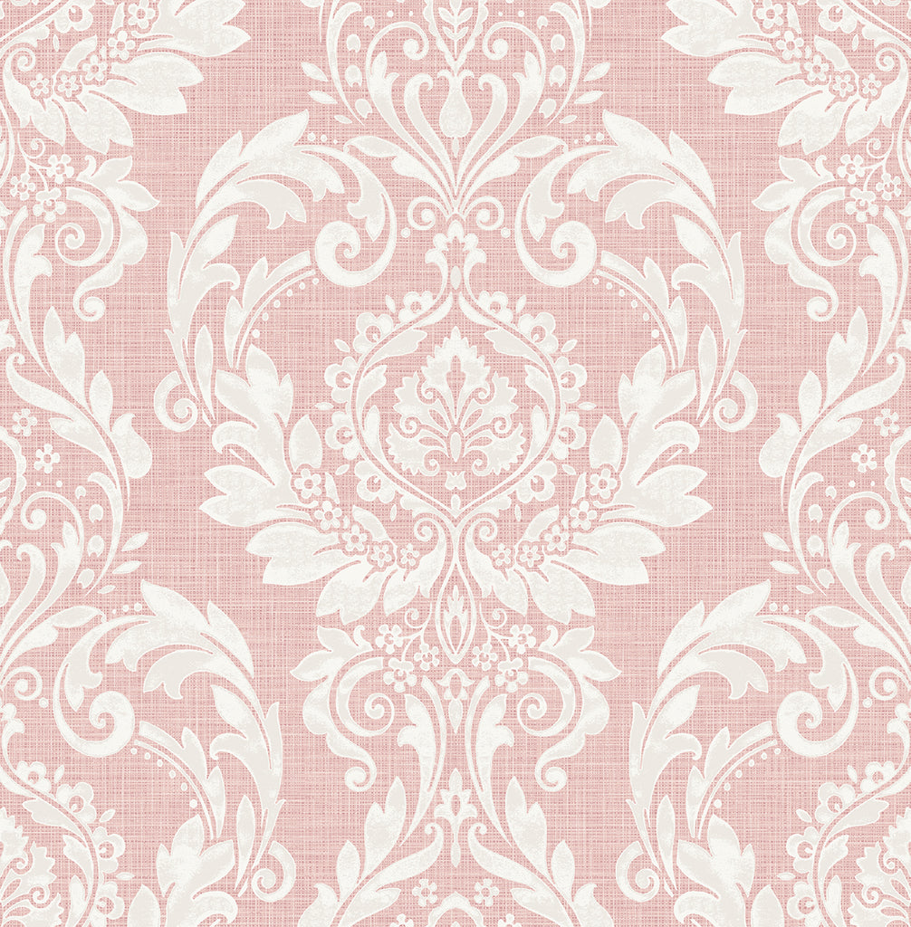 Malibu PS Cora Damask Transitional Damask - Light Pink | Peel and Stick Removable Wallpaper