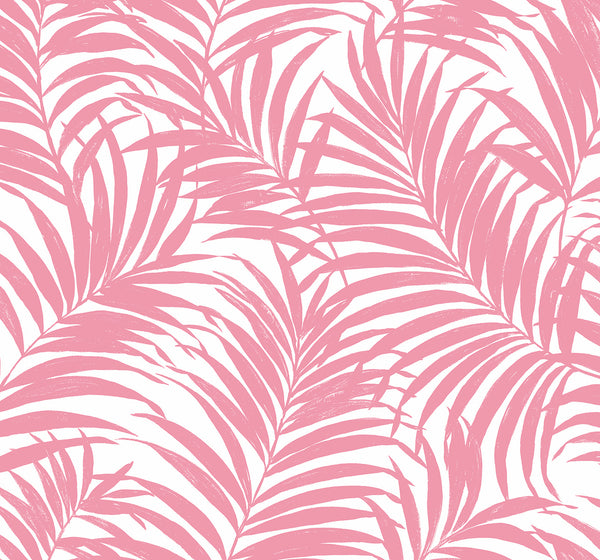 Malibu Ps Beach Palm Tropical Botanical - Pink | Peel and Stick Removable Wallcovering