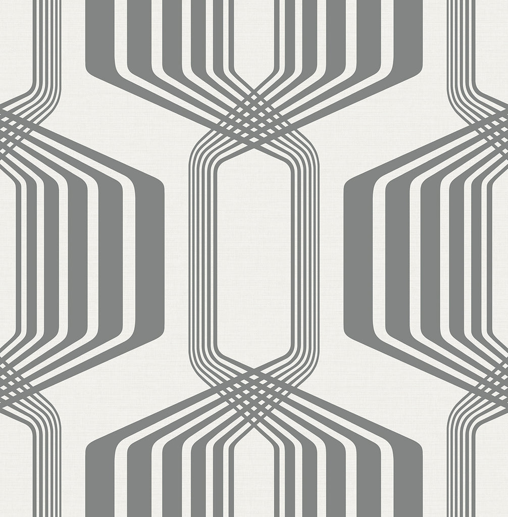 Malibu PS Striped Geo Contemporary Geometric - Metallic Silver | Peel and Stick Removable Wallpaper