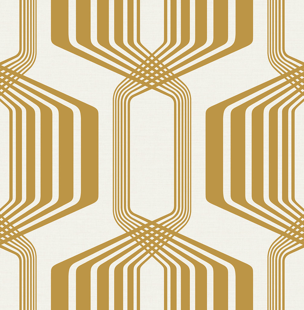 Malibu PS Striped Geo Contemporary Geometric - Metallic Gold | Peel and Stick Removable Wallpaper