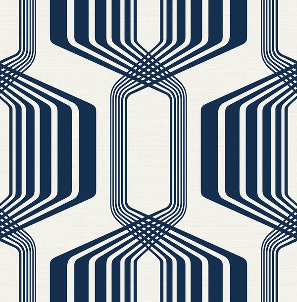Malibu Ps Striped Geo Contemporary Geometric - Blue Sapphire | Peel and Stick Removable Wallcovering