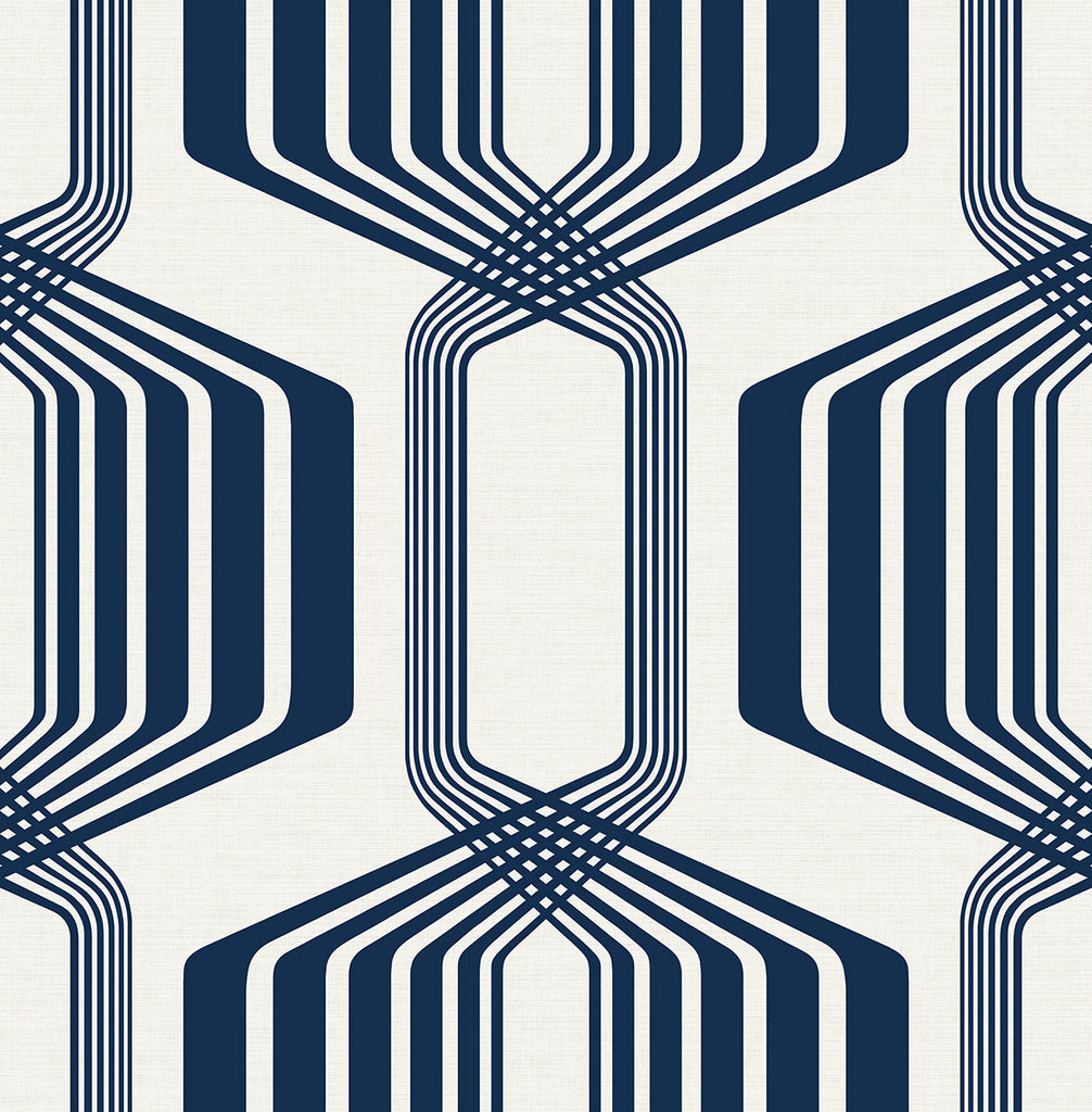 Malibu PS Striped Geo Contemporary Geometric - Blue Sapphire | Peel and Stick Removable Wallpaper