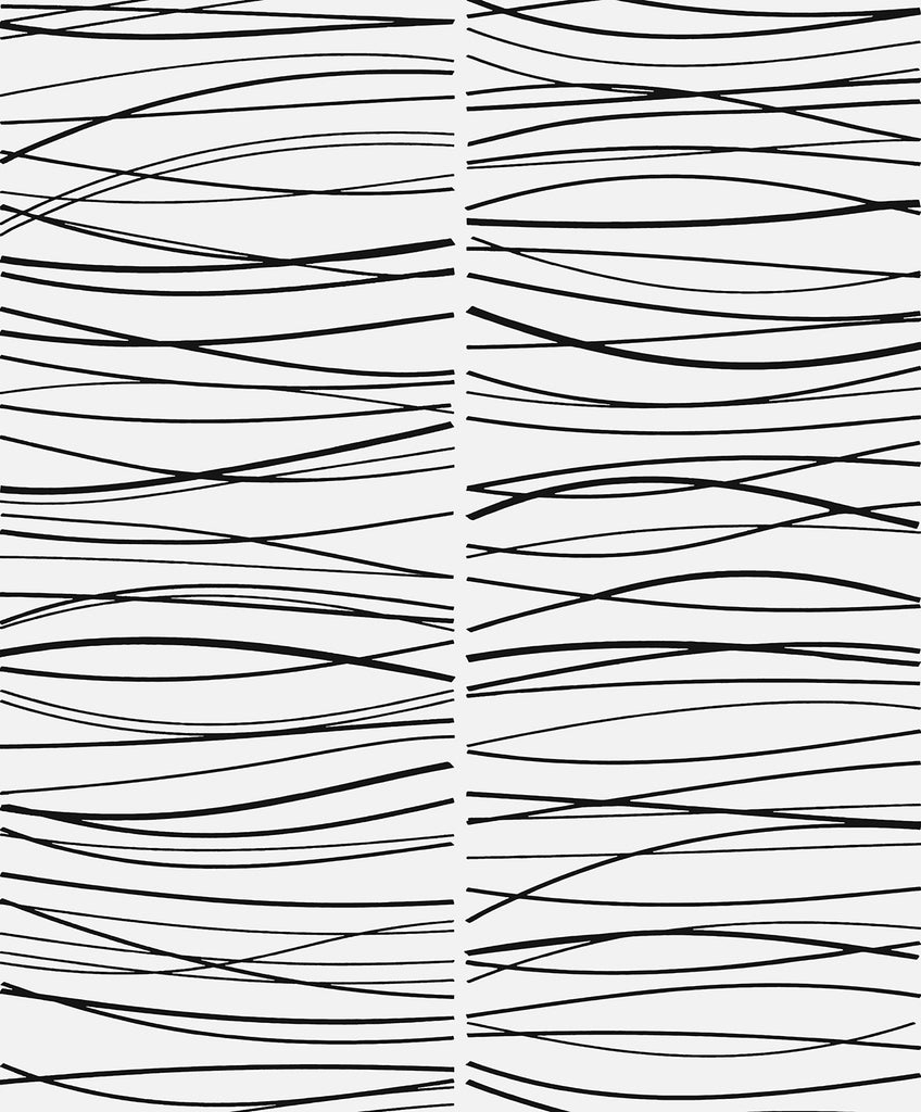 Malibu PS Wave Lines Contemporary Abstract - Black | Peel and Stick Removable Wallpaper