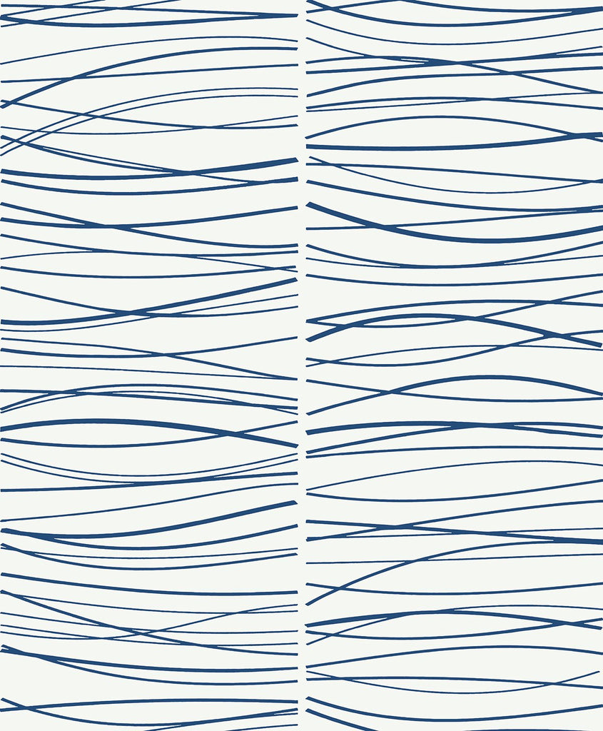 Malibu PS Wave Lines Contemporary Abstract - Blue | Peel and Stick Removable Wallpaper