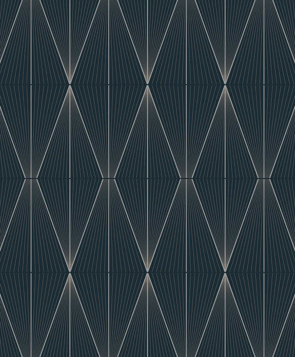 Malibu Ps Geo Diamond Contemporary Geometric - Blue Denim & Pewter | Peel and Stick Removable Wallcovering