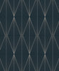 Malibu PS Geo Diamond Contemporary Geometric - Blue Denim & Pewter | Peel and Stick Removable Wallpaper