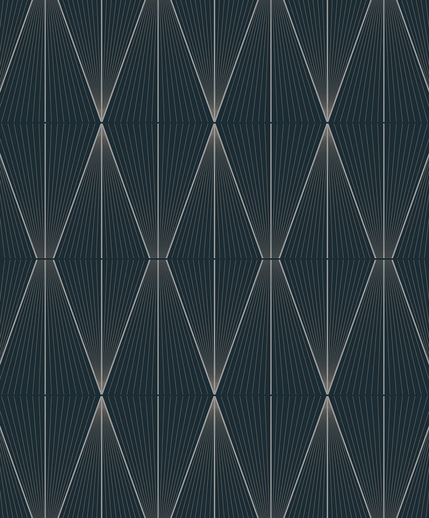 Malibu PS Geo Diamond Contemporary Geometric - Blue Denim & Pewter | Peel and Stick Removable Wallpaper