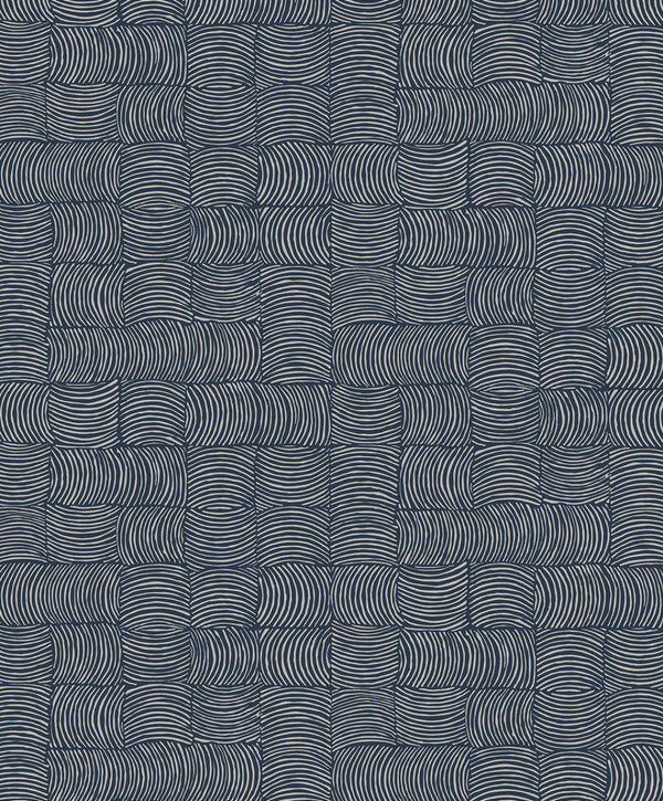 Malibu Ps Organic Squares Contemporary Geometric - Blue Denim | Peel and Stick Removable Wallcovering