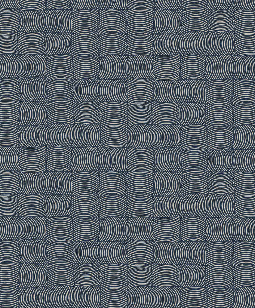Malibu PS Organic Squares Contemporary Geometric - Blue Denim | Peel and Stick Removable Wallpaper