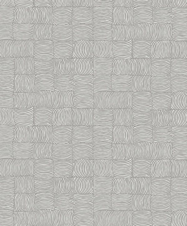 Malibu Ps Organic Squares Contemporary Geometric - Fog Grey | Peel and Stick Removable Wallcovering