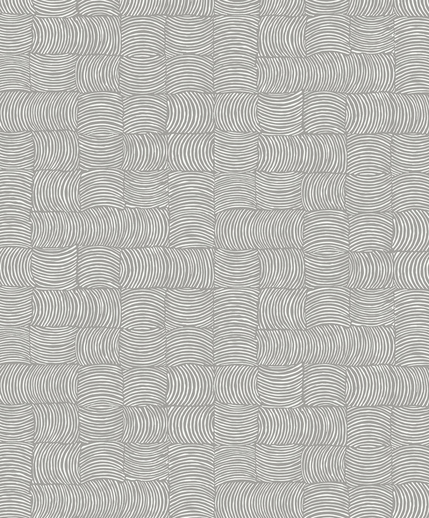 Malibu PS Organic Squares Contemporary Geometric - Fog Grey | Peel and Stick Removable Wallpaper