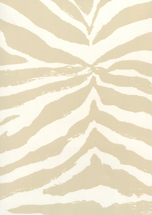Nairobi Beige on Almost White Screen Printed - Off-White Commercial Wallcovering | China Seas