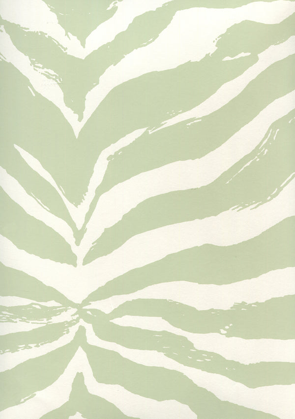 Nairobi French Green on Almost White Screen Printed | China Seas