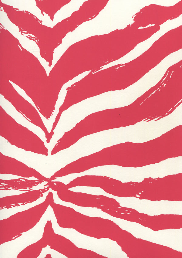 Nairobi Red on Almost White Screen Printed - Off-White Commercial Wallcovering | China Seas