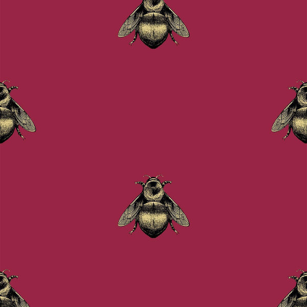 Napoleon Bee Black & Gold on Red | Timorous Beasties Wallcovering