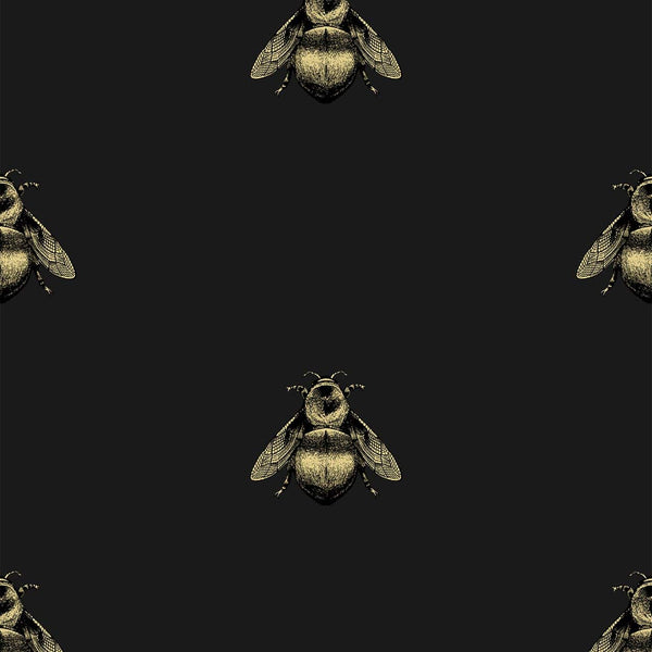 Napoleon Bee Black & Gold on Black | Timorous Beasties Wallcovering