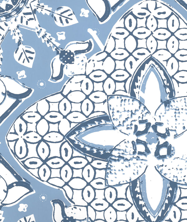 New Batik French Blue Navy on White Screen Printed | China Seas