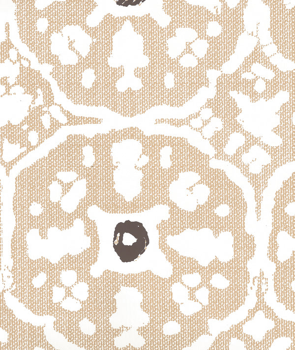 Nitik Grande Camel Brown on Almost White Screen Printed | China Seas