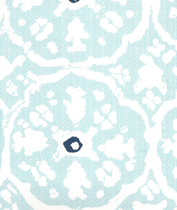 Nitik Grande Sky Navy on Almost White Screen Printed | China Seas