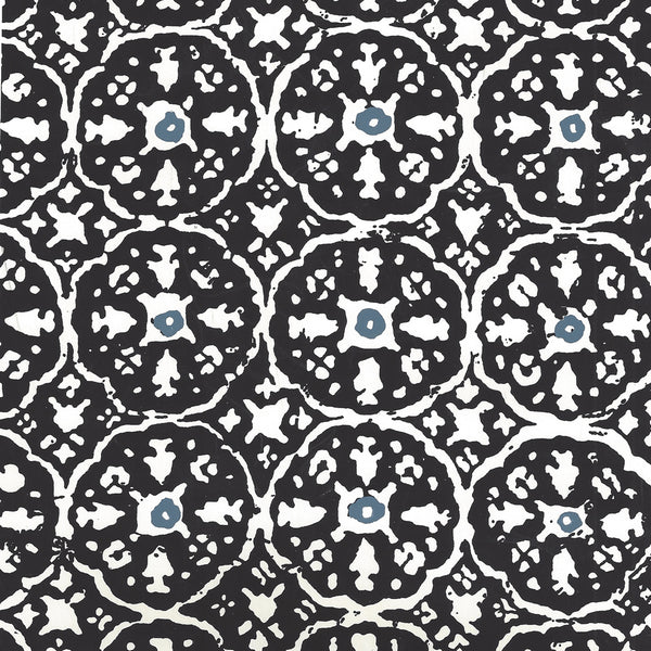 Nitik II Black Navy on Almost White Screen Printed | China Seas