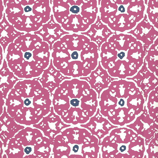 Nitik II Magenta Navy on Almost White Screen Printed | China Seas
